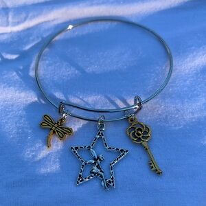 Brand New! Handmade! Adjustable Charm Bangle Bracelet!